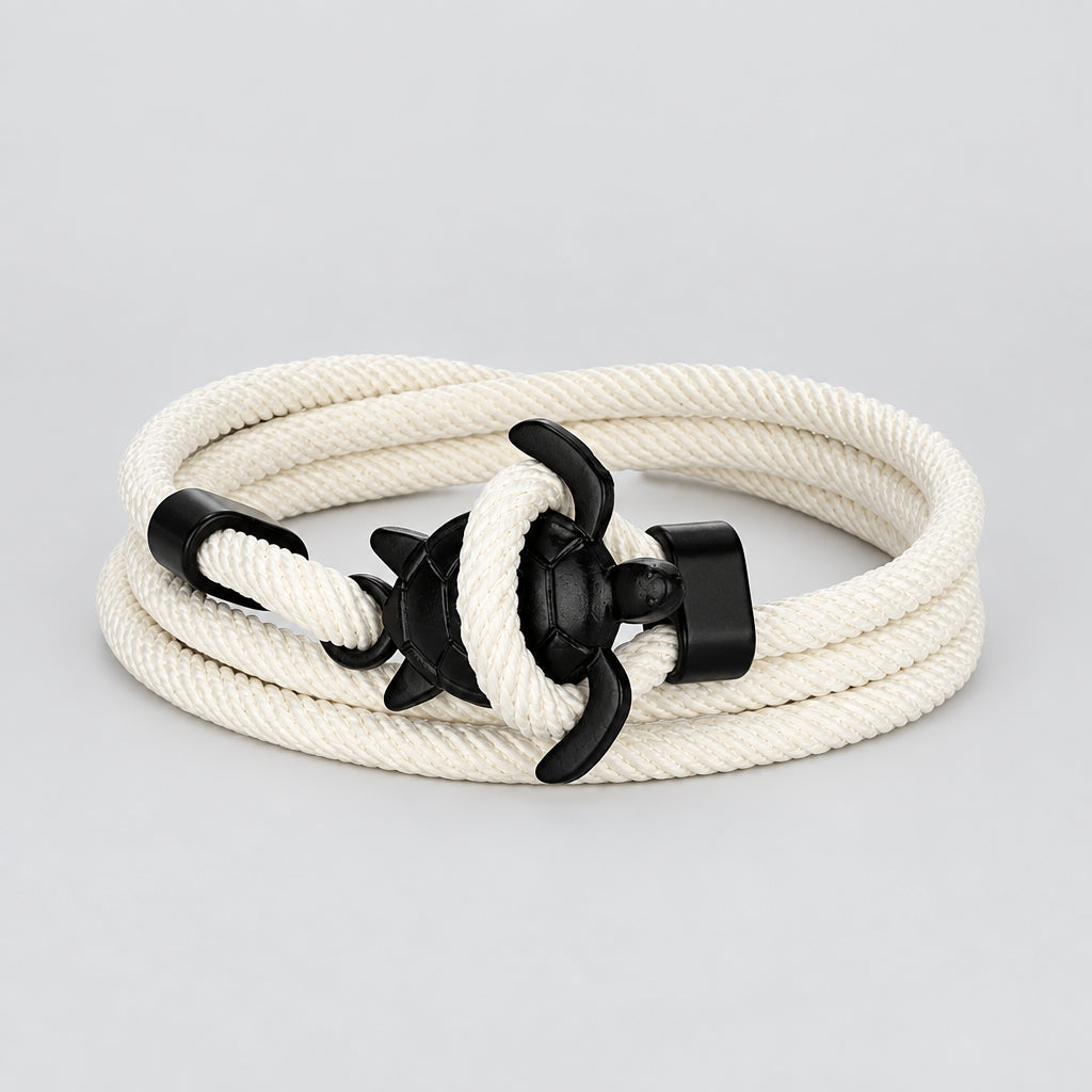 Sea Turtle Rope Bracelet Hand-Braided Dark Blue Viking Style deideas
