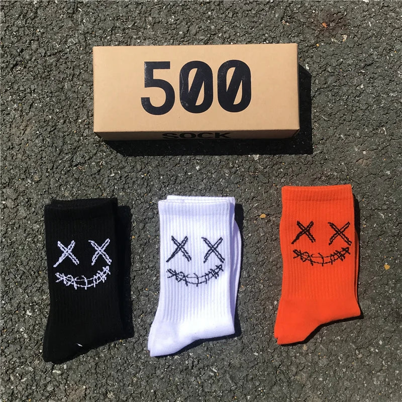 X-Eye Face Crew Socks – Cotton Blend, 3-Pair Set