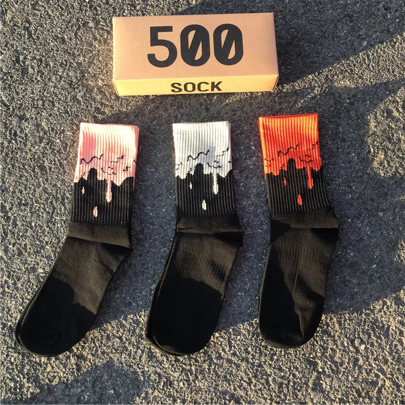 Drip Effect Crew Socks – Cotton Blend, 3-Pair Set, EU 36–44