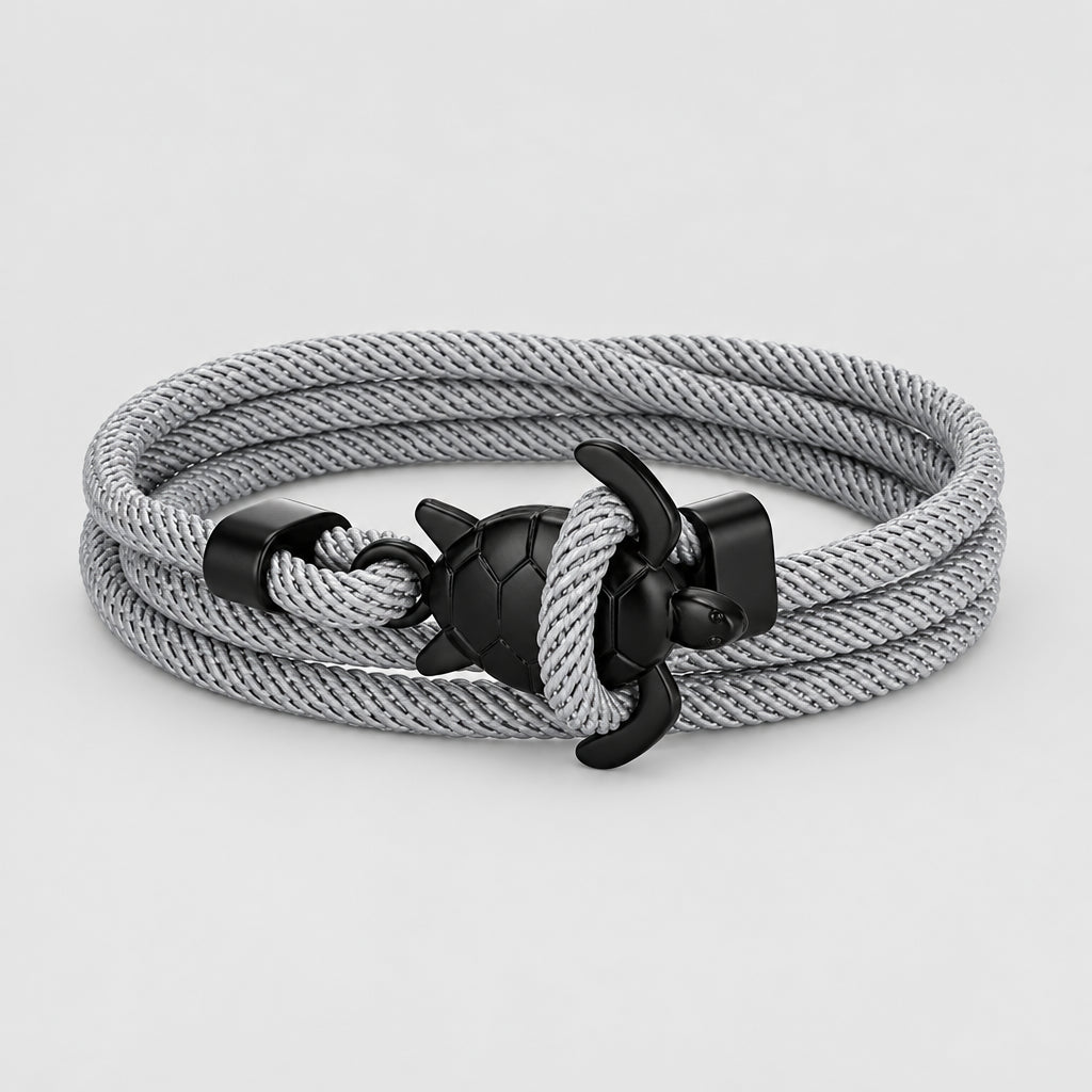 Sea Turtle Rope Bracelet Hand-Braided Dark Blue Viking Style deideas