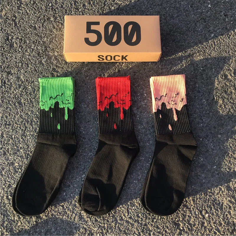 Drip Effect Crew Socks – Cotton Blend, 3-Pair Set, EU 36–44
