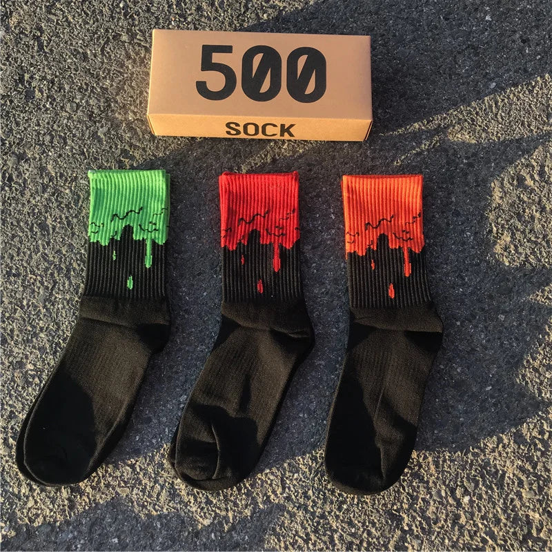 Drip Effect Crew Socks – Cotton Blend, 3-Pair Set, EU 36–44