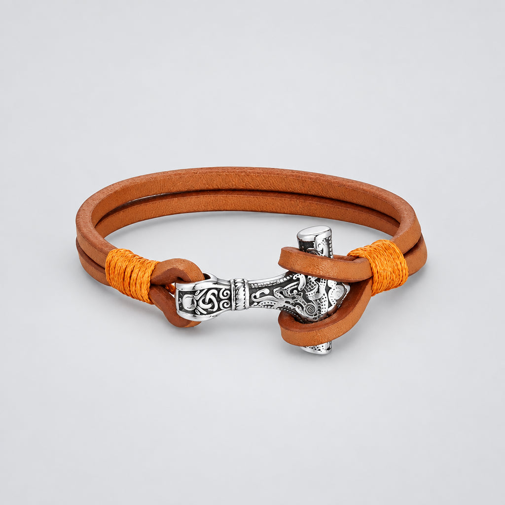Men's Hammer Double Strand Blue Leather Bracelet deideas