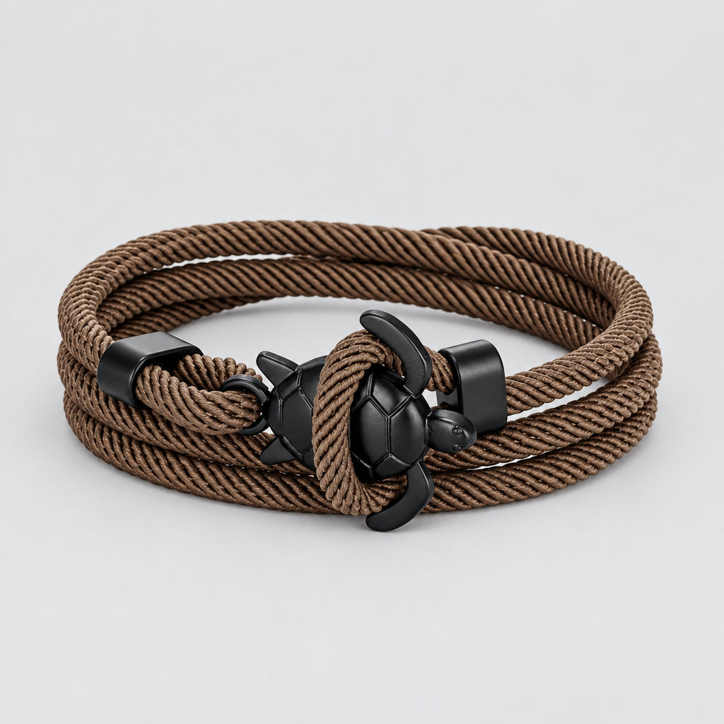 Sea Turtle Rope Bracelet Hand-Braided Dark Blue Viking Style deideas