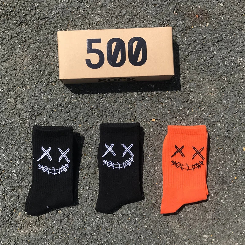 X-Eye Face Crew Socks – Cotton Blend, 3-Pair Set