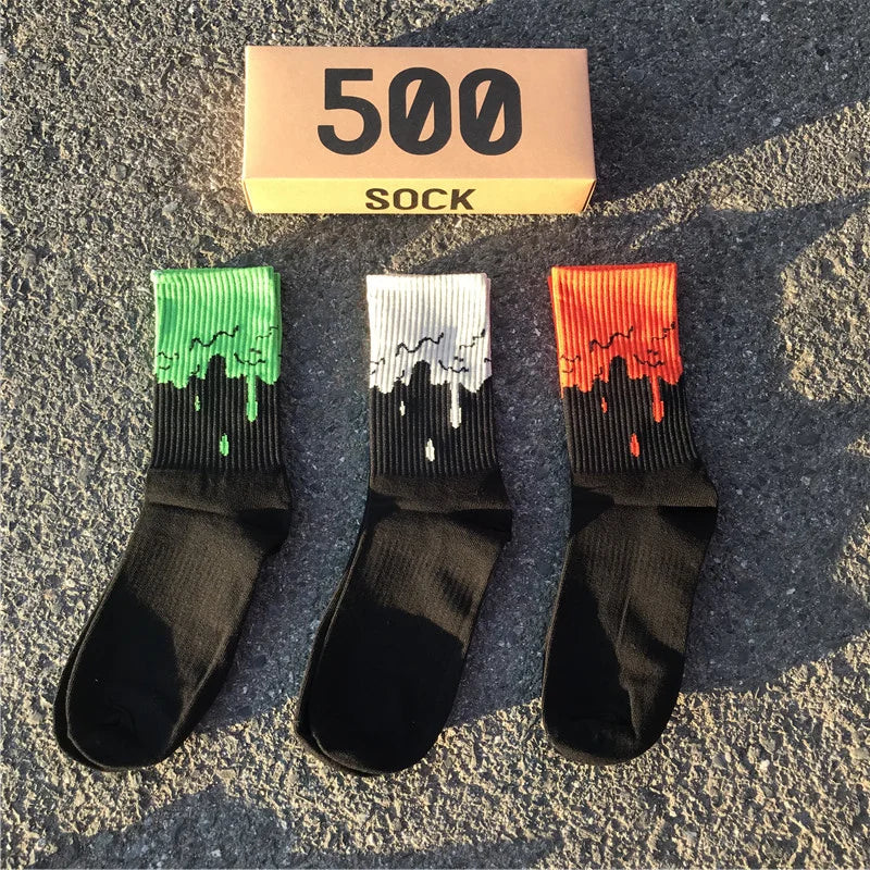Drip Effect Crew Socks – Cotton Blend, 3-Pair Set, EU 36–44