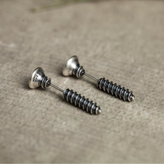 Gothic Screw Stud Earrings 925 Sterling Silver Retro Punk Jewelry, Perfect for You deideas