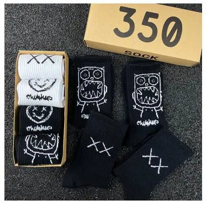 Cartoon Cotton-Blend Socks – Vibe, 4-Pair Set
