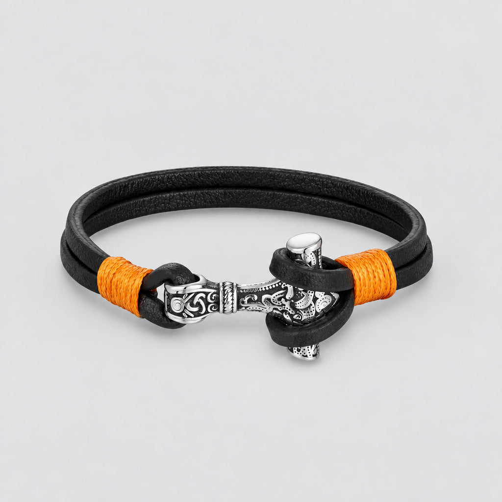 Men's Hammer Double Strand Blue Leather Bracelet deideas