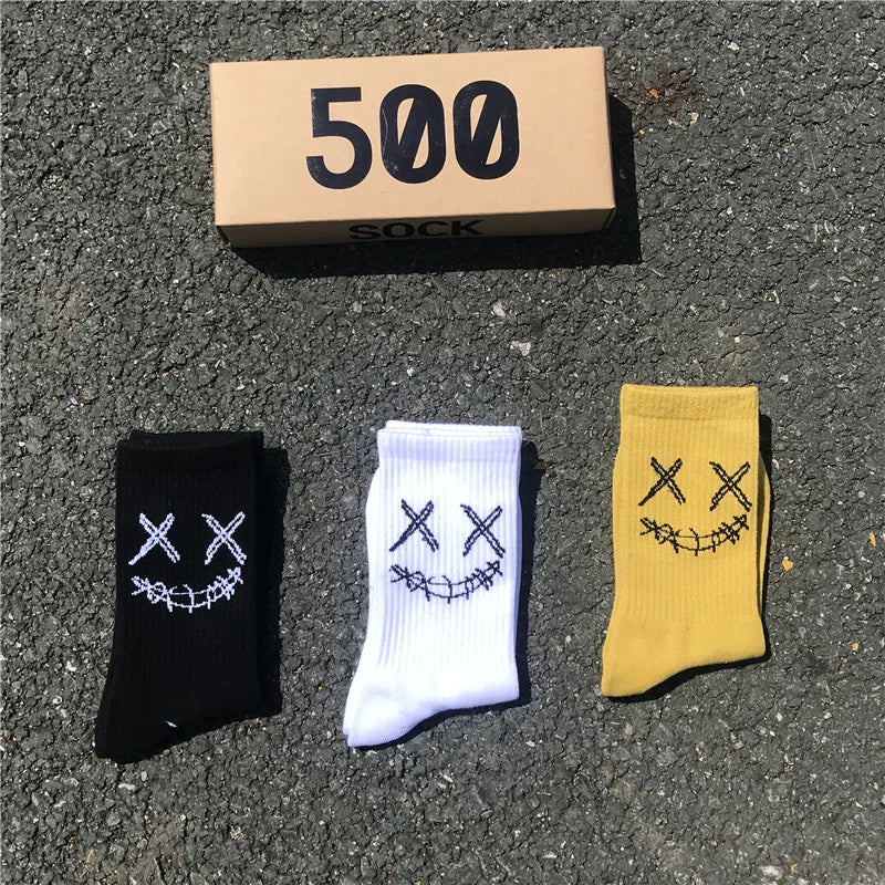 X-Eye Face Crew Socks – Cotton Blend, 3-Pair Set