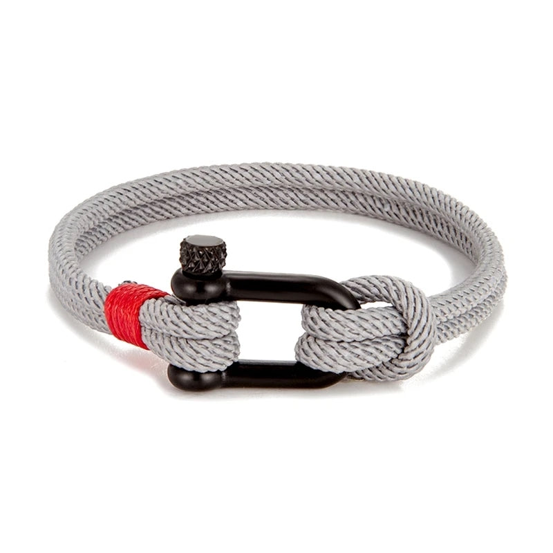 Rocamar Unisex Nautical Bracelet with Anchor and Double Gray Thread deideas