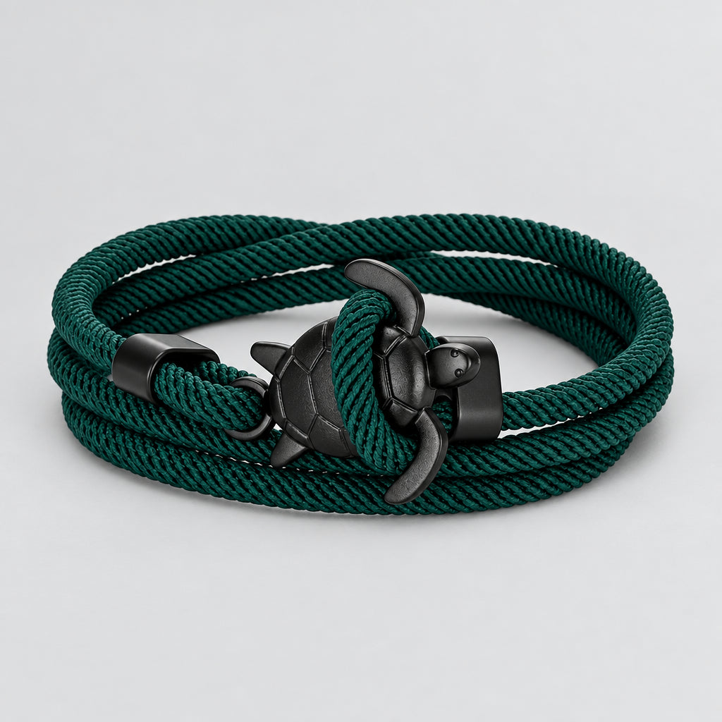 Sea Turtle Rope Bracelet Hand-Braided Dark Blue Viking Style deideas