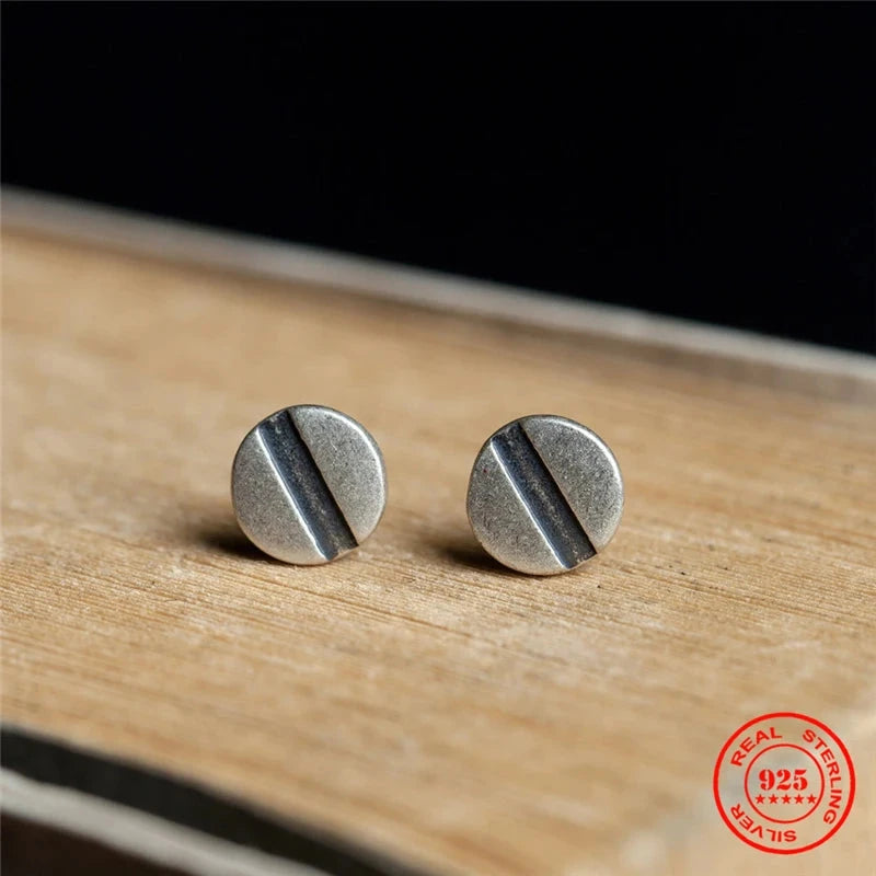 Sterling Silver Nail Stud Earrings Hypoallergenic Street-Style Design deideas