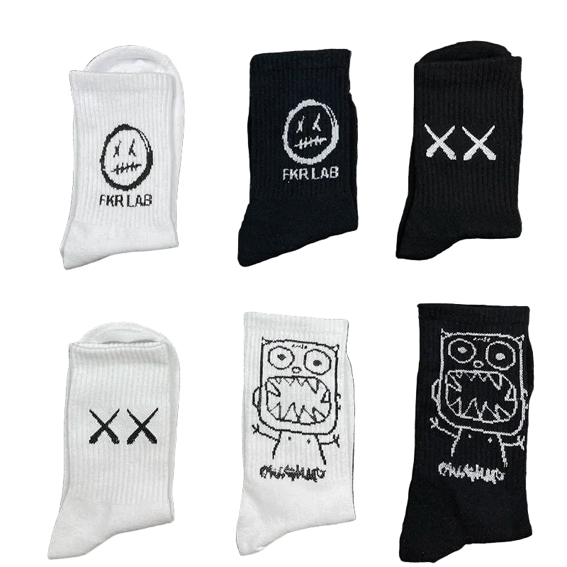 Cartoon Cotton-Blend Socks – Vibe, 4-Pair Set