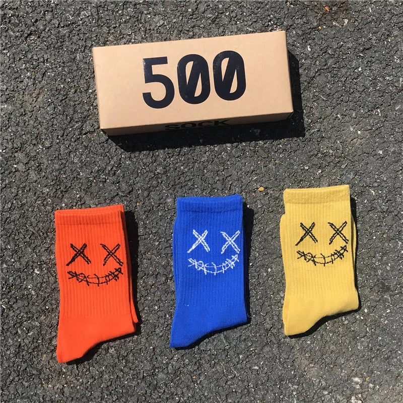 X-Eye Face Crew Socks – Cotton Blend, 3-Pair Set