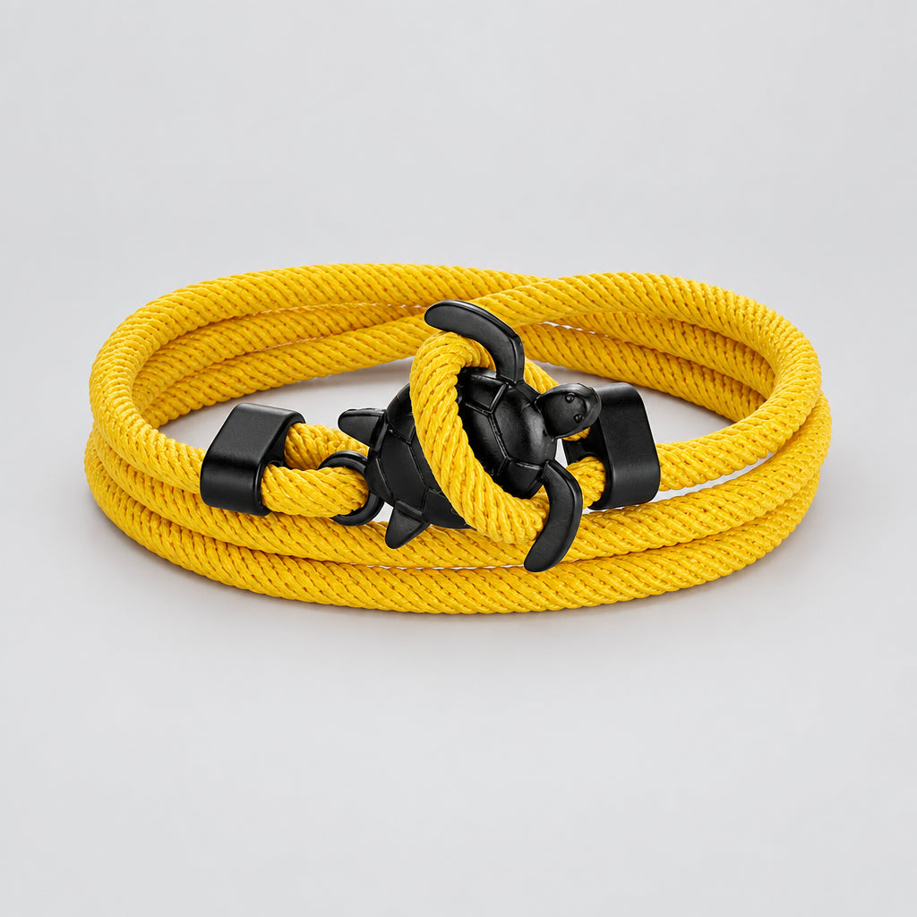 Sea Turtle Rope Bracelet Hand-Braided Dark Blue Viking Style deideas
