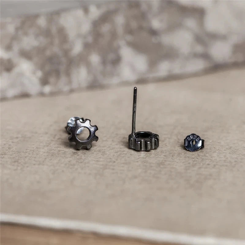 Sterling Silver Steampunk Studs Hip-Hop Ear Jewelry for Men & Women deideas