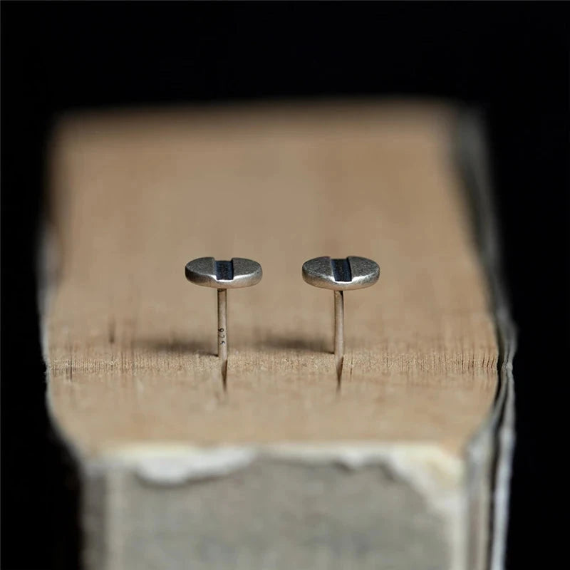 Sterling Silver Nail Stud Earrings Hypoallergenic Street-Style Design deideas