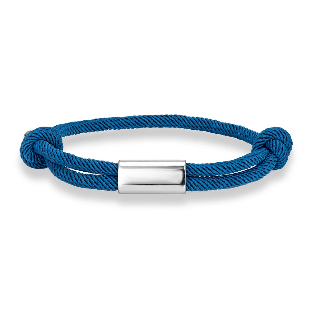Adjustable Rope Bracelet – Blank Silver-Tone Accent, 14 Colors