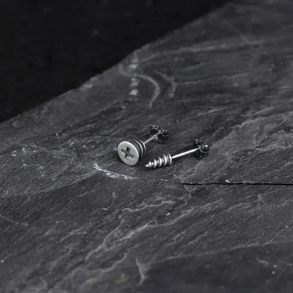 Gothic Screw Stud Earrings 925 Sterling Silver Retro Punk Jewelry, Perfect for You deideas