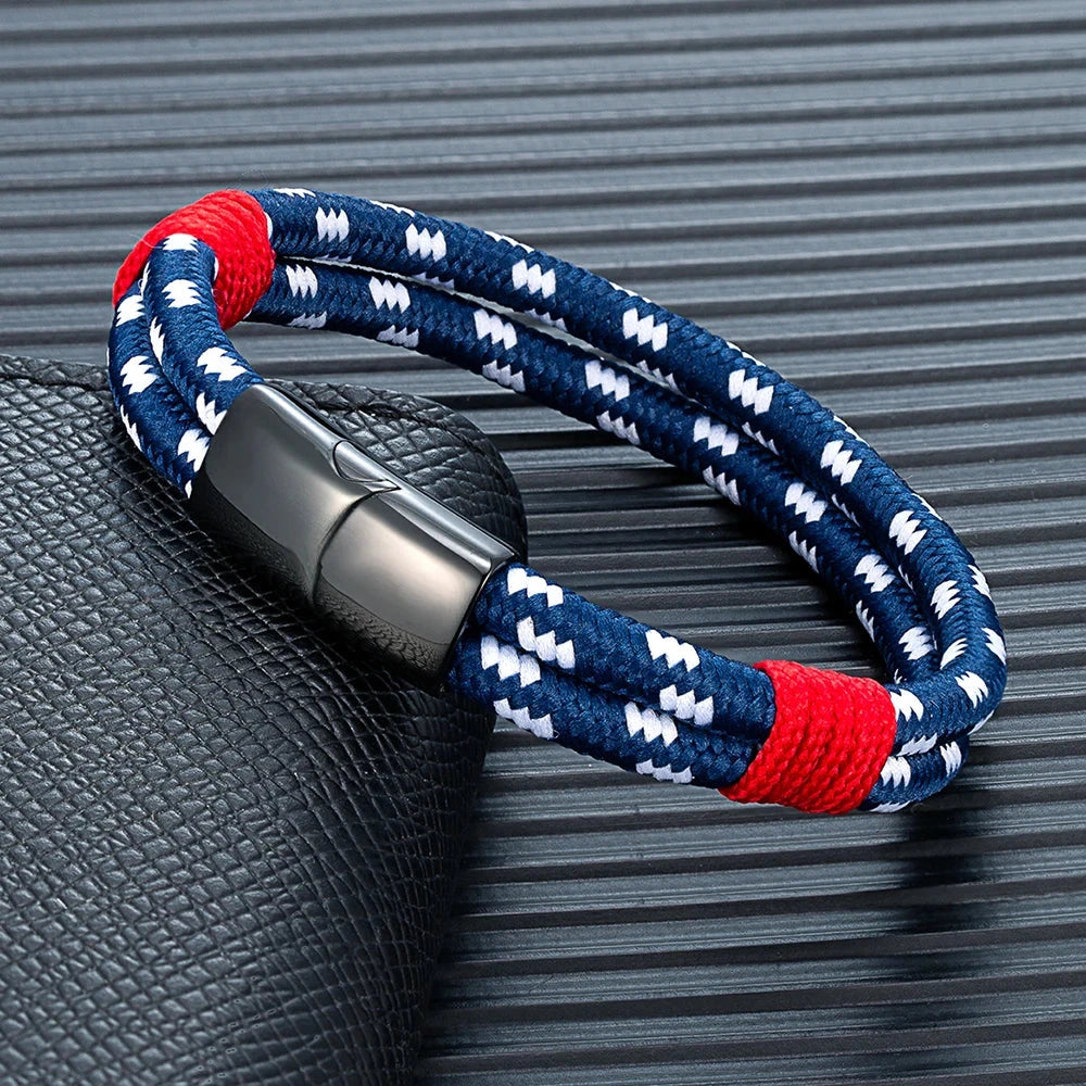 Fashion Nautical Bracelet Woven Rope with Stainless Steel Accent deideas