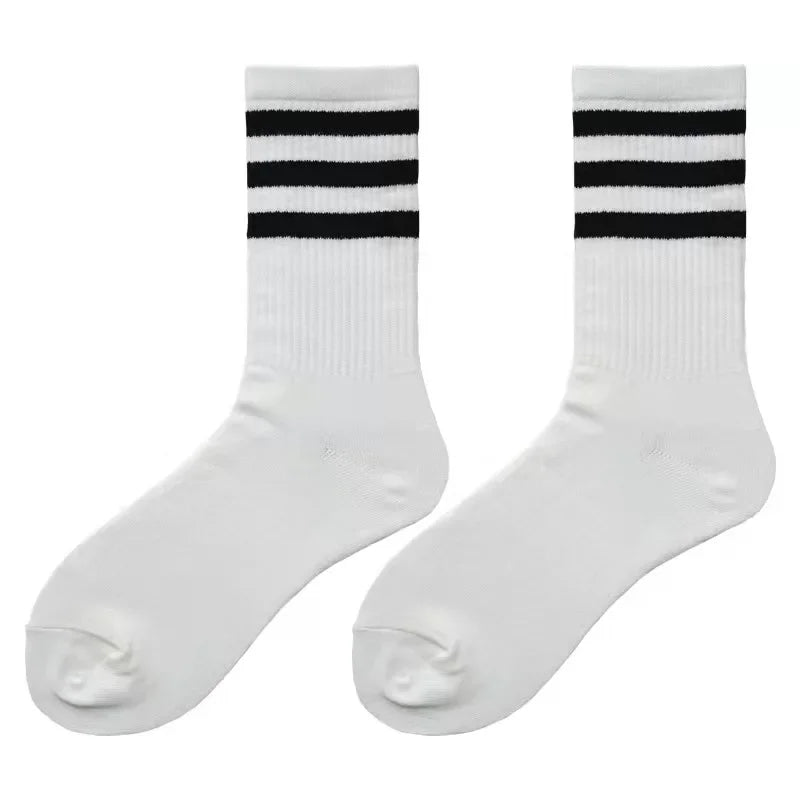 Striped Jacquard Cotton Crew Socks, Unisex EU 36-43