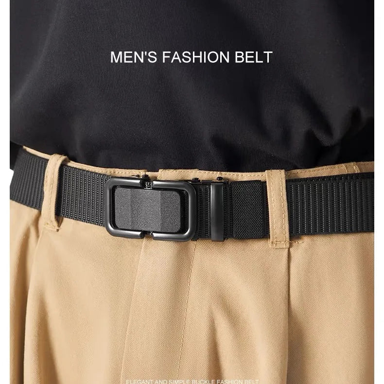 Nylon Belt with Automatic Metal Buckle - 120cm, 6 Colors, Unisex