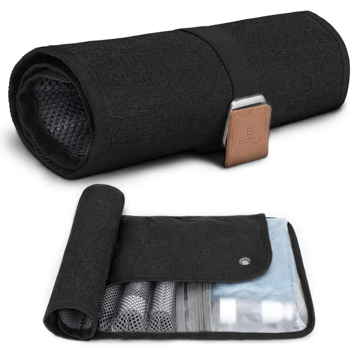 PU Leather Toiletry Bag – Roll-Up Travel Organizer