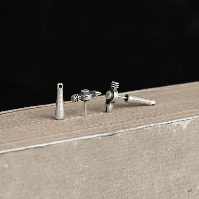 Artisan Hammer Stud Earrings 925 Silver deideas