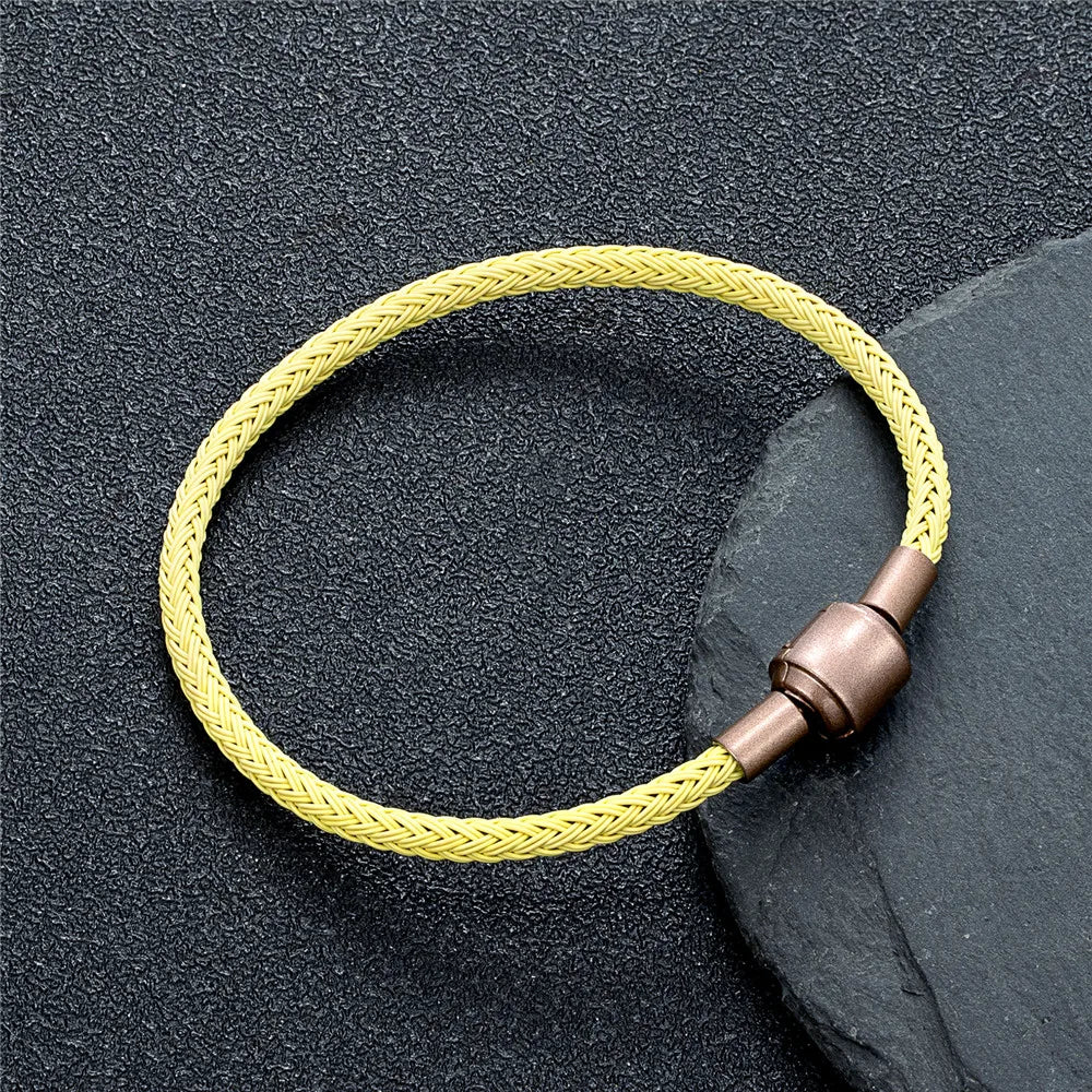 Braided Steel Cable Bracelet – 22 Colors, 19–23 cm