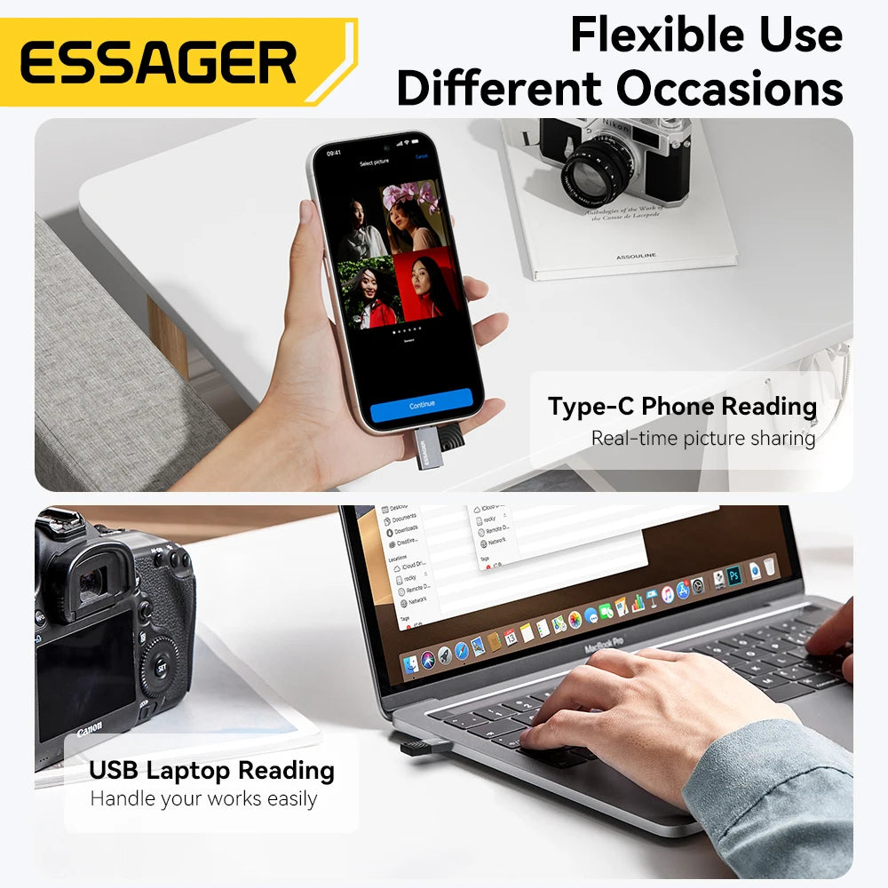 MicroSD Card Reader USB-C & USB 2.0, Dual Interface