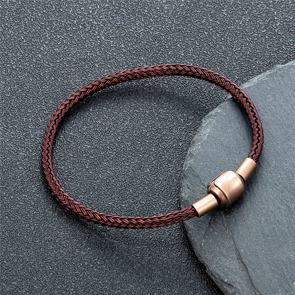 Braided Steel Cable Bracelet – 22 Colors, 19–23 cm