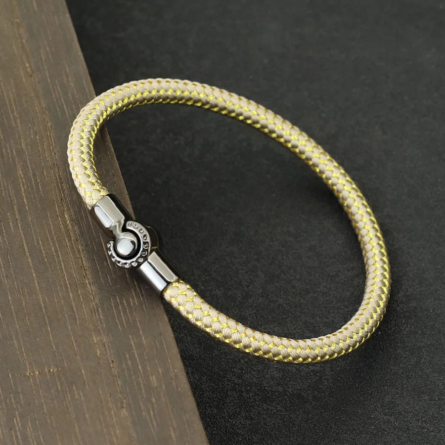 Outdoor Sports Cycling Mens Rope Bracelet Black Magnet Buckle Wrap Bangle Pulseira Corda Masculina Pulceras Hombres Elegante deideas