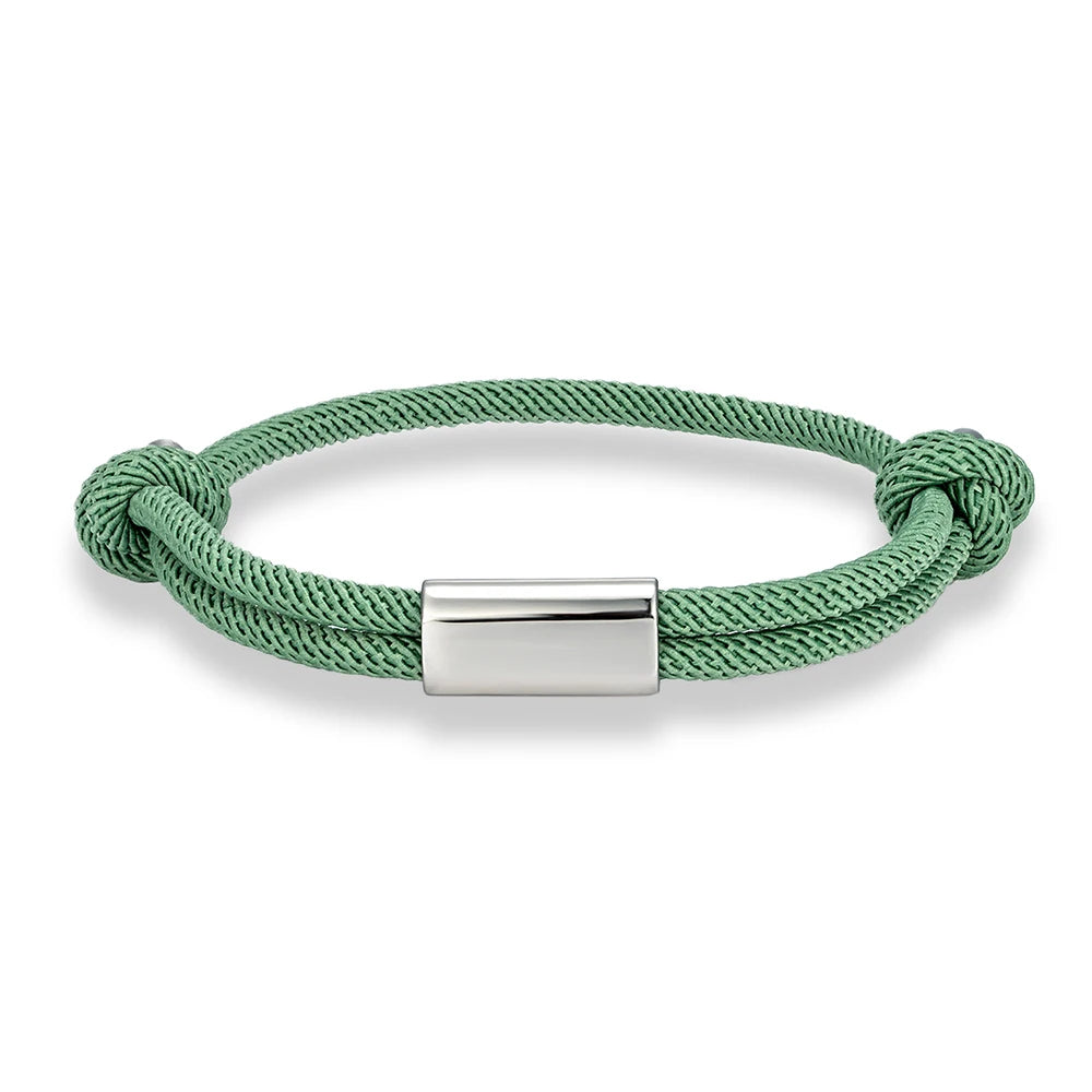 Adjustable Rope Bracelet – Blank Silver-Tone Accent, 14 Colors