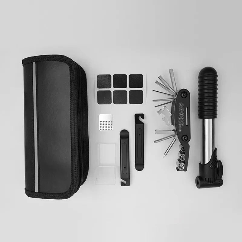 Bicycle Repair Tool Kit Pump Tire Patch Multifunctional Wrench deideas
