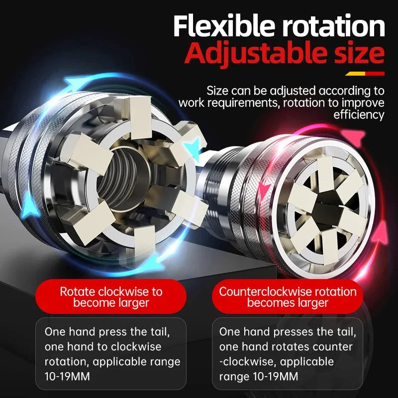 Drill Bit Adapter Adjustable 3/8-3/4 inches 10mm to 19mm Multifunctional Wrench Tool deideas