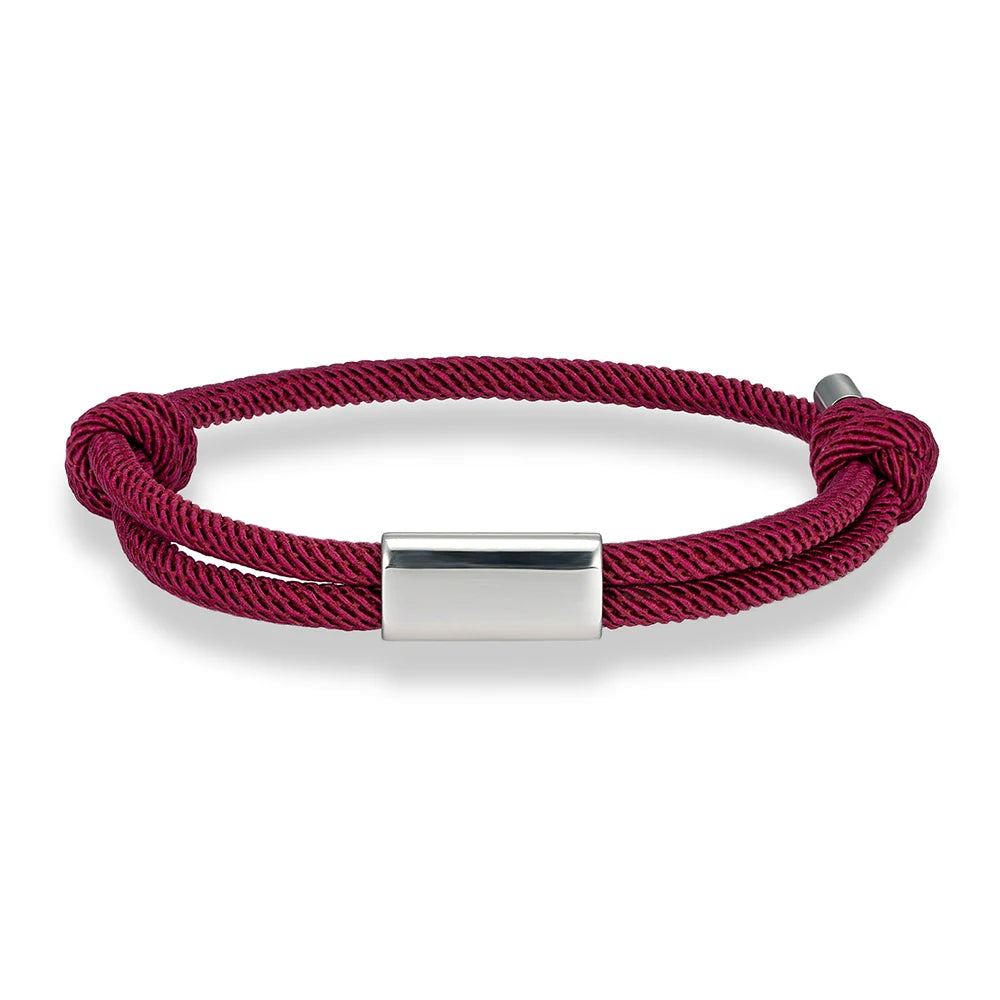 Adjustable Rope Bracelet – Blank Silver-Tone Accent, 14 Colors