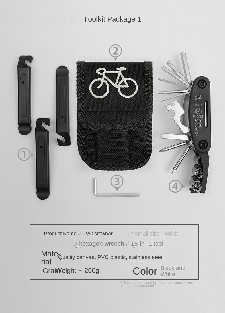Bicycle Repair Tool Kit Pump Tire Patch Multifunctional Wrench deideas