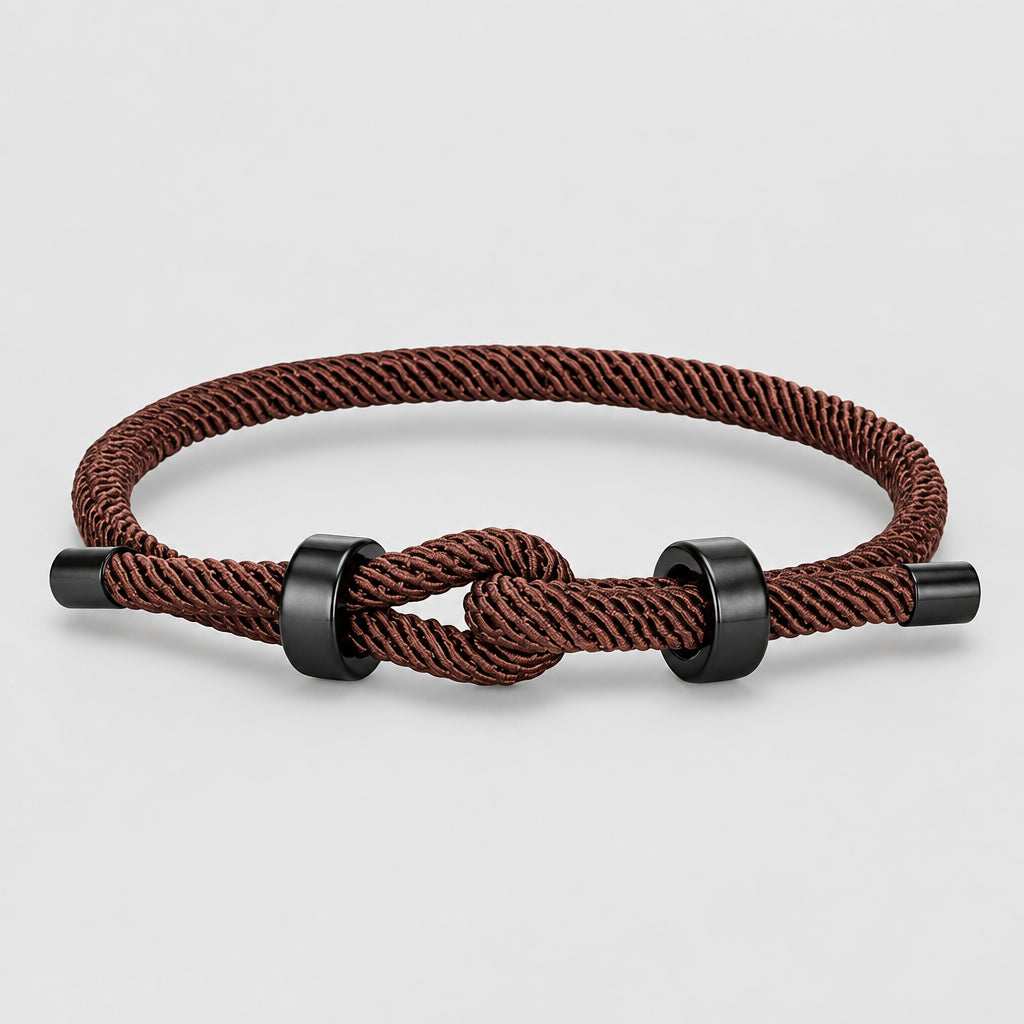 Adjustable Rope Bracelet Black Steel Charm, Waterproof & Durable deideas