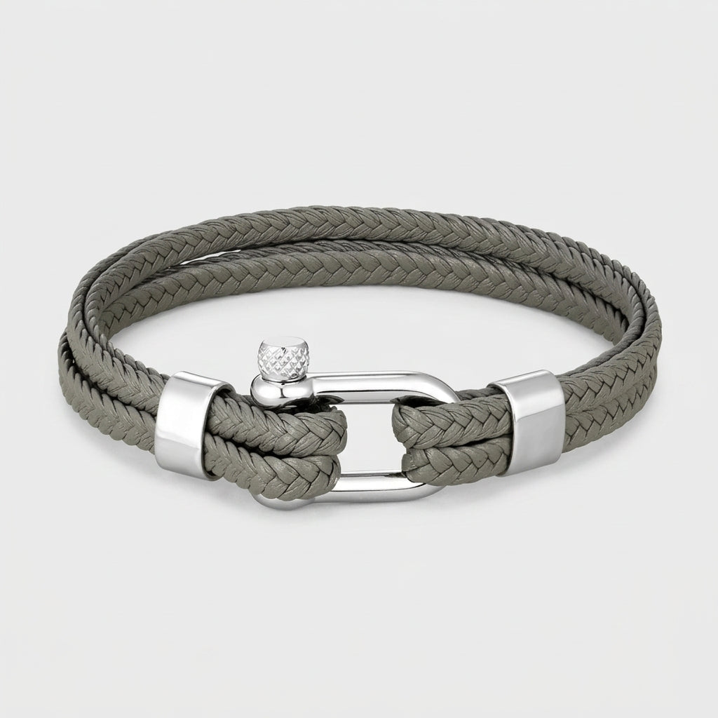 Braided Leather Shackle Bracelet – 5 Colors, 19–23 cm