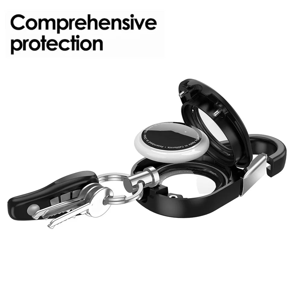 For AirTag Hardness Holder with Carabiner Anti-Scratch Shell Anti-Lost Locator Case Keychain Ring for Apple Airtags Accessories deideas