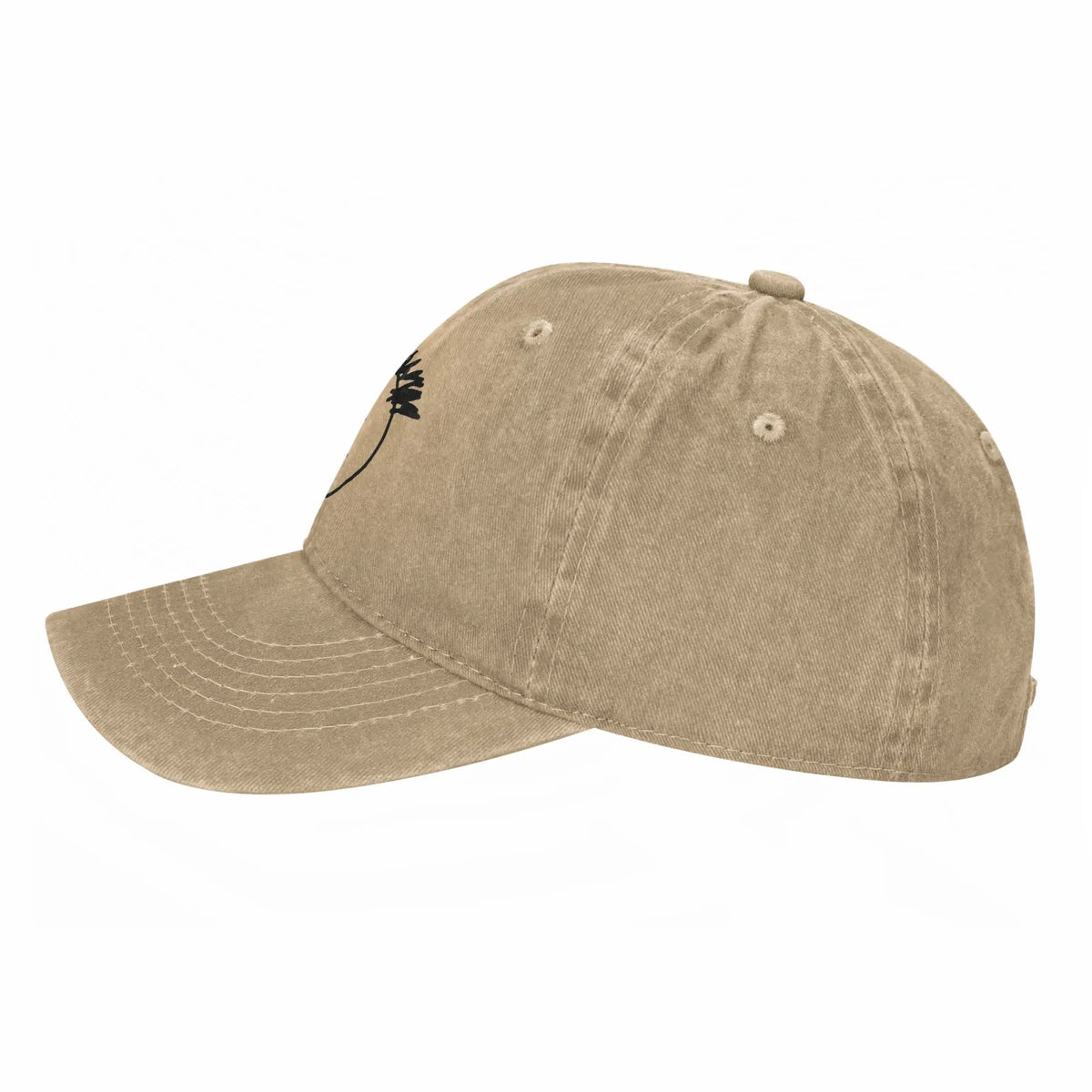 Washed Cotton Baseball Cap – Stitched-Mouth Face, 7 Colors