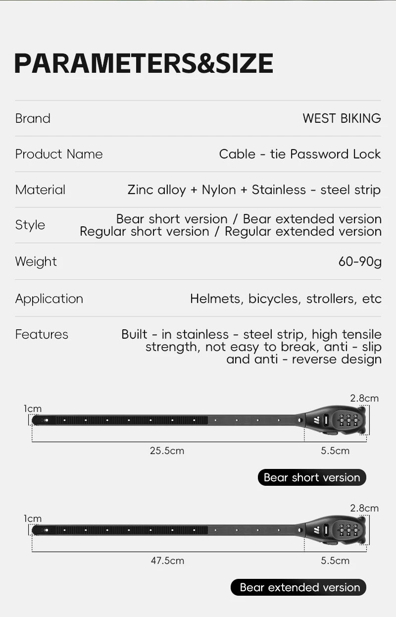 Zip-Tie Combination Lock – 3-Digit, 31 or 53 cm