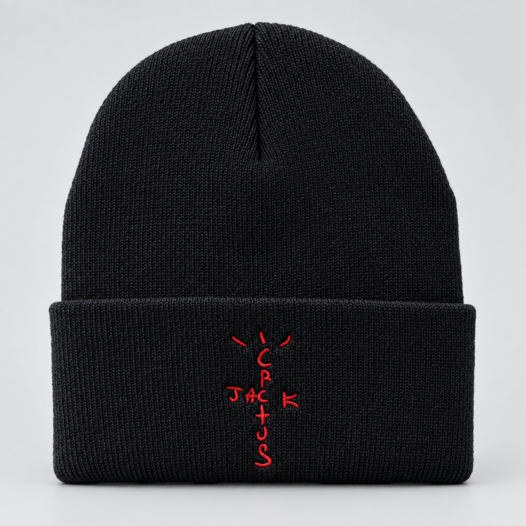 Bandana Graphic Cactus Embroidered Knit Beanie, One Size
