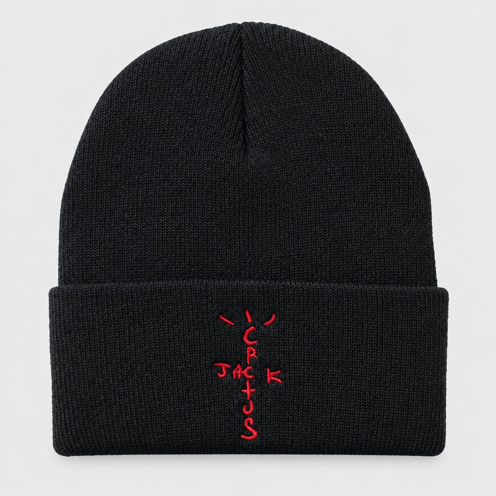 Bandana Graphic Cactus Embroidered Knit Beanie, One Size