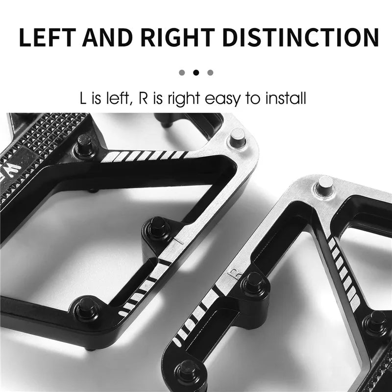 Aluminum Flat Bike Pedals – Double-Sided Pins, Black Pair
