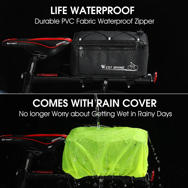 Bike Rear Rack Bag – West Biking 4L, Black, Rain Cover