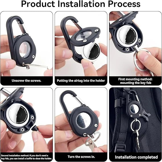 For AirTag Hardness Holder with Carabiner Anti-Scratch Shell Anti-Lost Locator Case Keychain Ring for Apple Airtags Accessories deideas