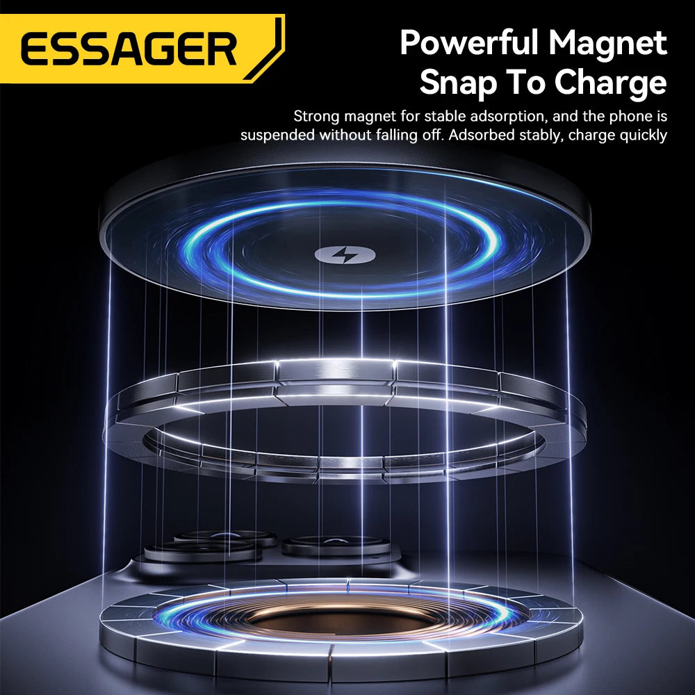 3-in-1 Magnetic Wireless Charging Stand – Foldable, Grey
