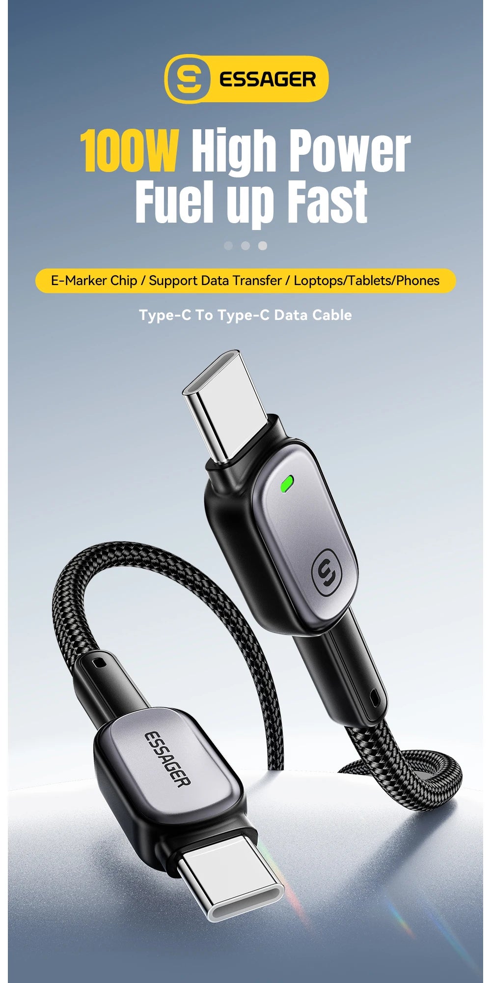 USB-C Cable with Charging Indicator – 60W or 100W